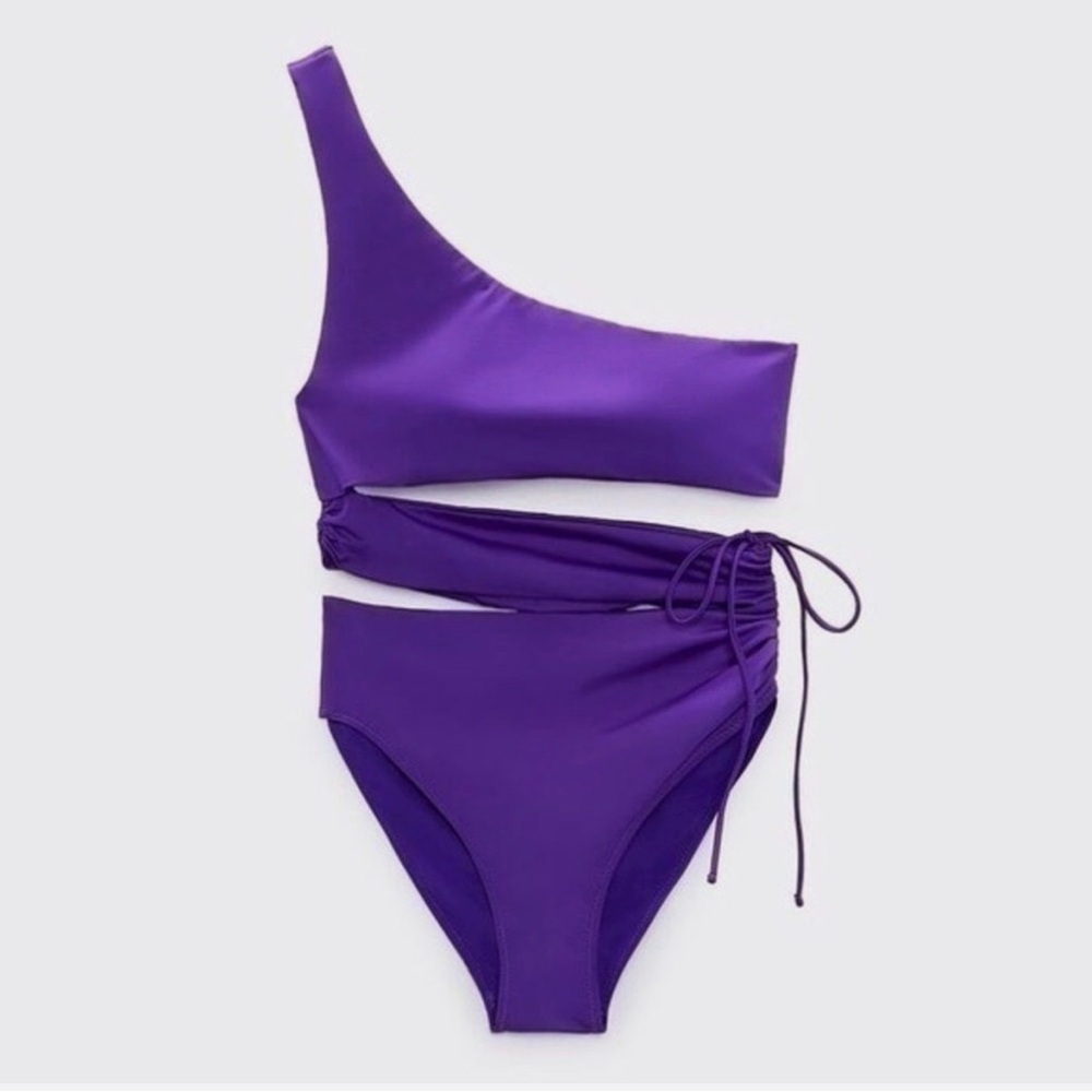 ZARA Asymmetric cut out swimsuit SMALL